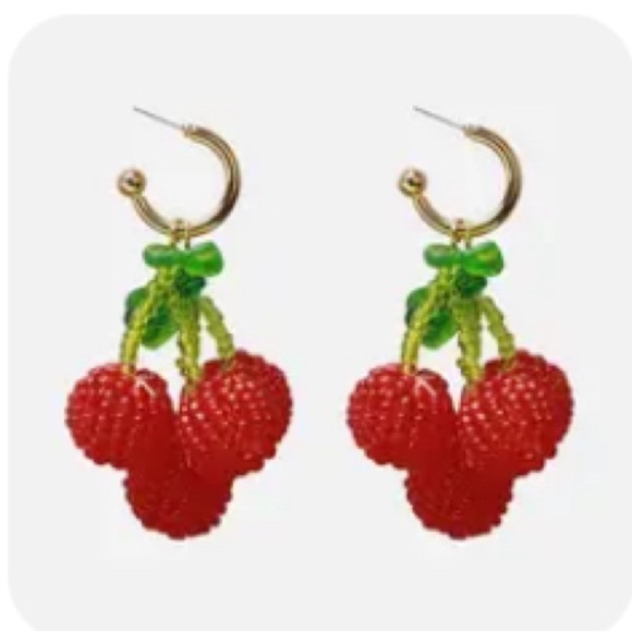 Cherry Beaded Drop Earrings - Picture 3 of 13